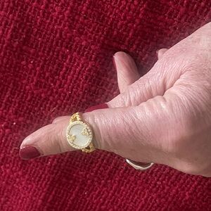 Frieda Rothman elegant Gold Ring with Crystal Accents- Size 7